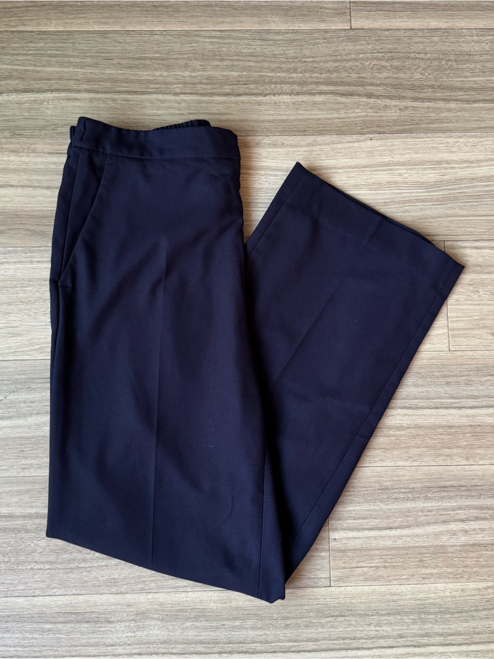 ZARA Navy Blue Elastic Waistband Trousers Size XL - Picture 1 of 4